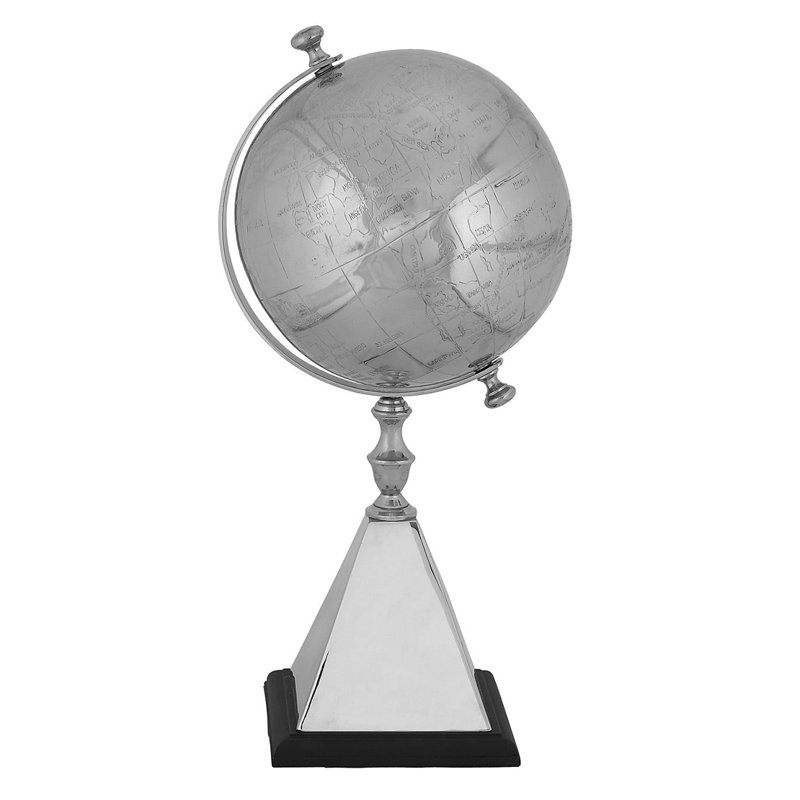 EC World Imports Mallus Classic Decorative Silver World Tabletop Globe